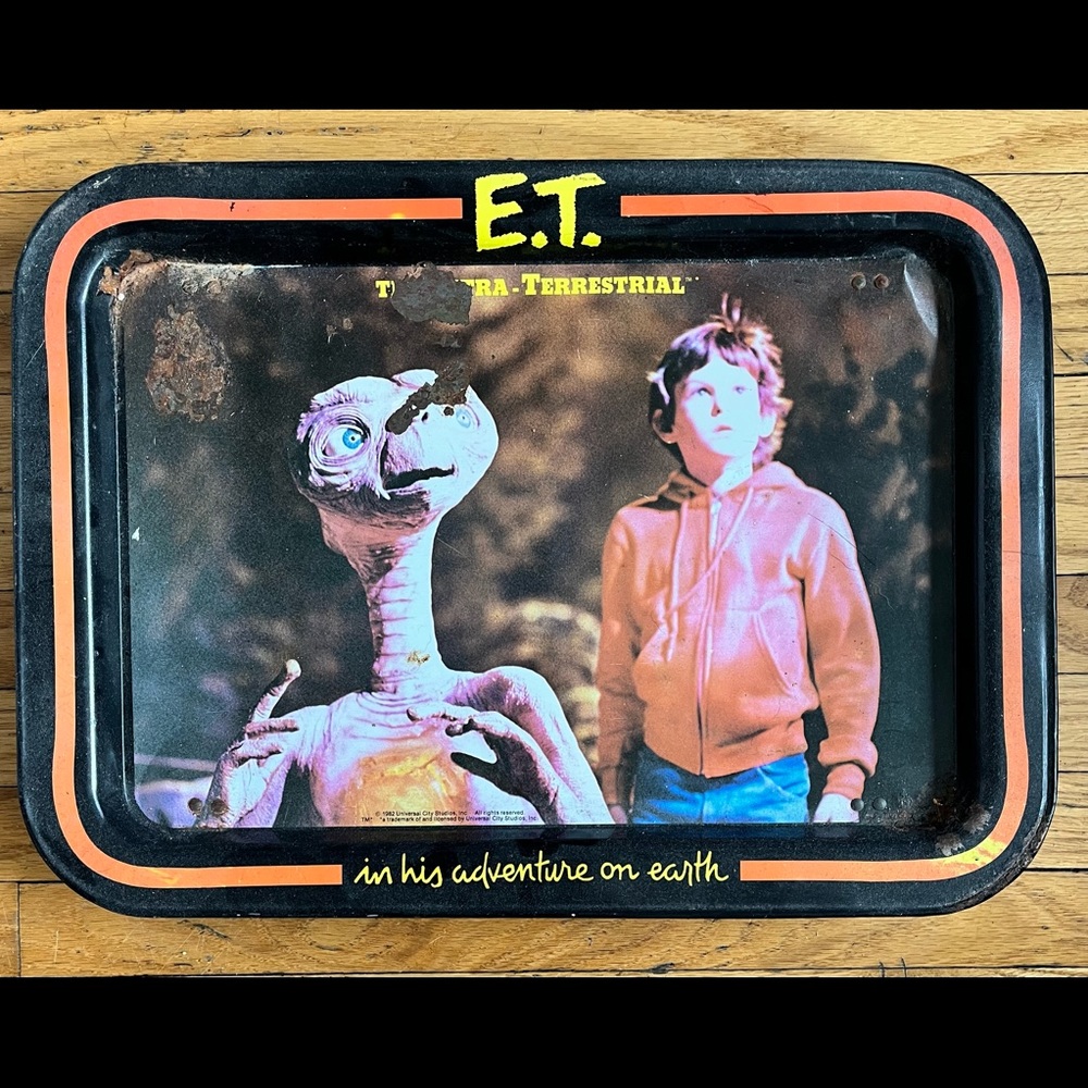 Vintage ET TV tray, c. 1982.